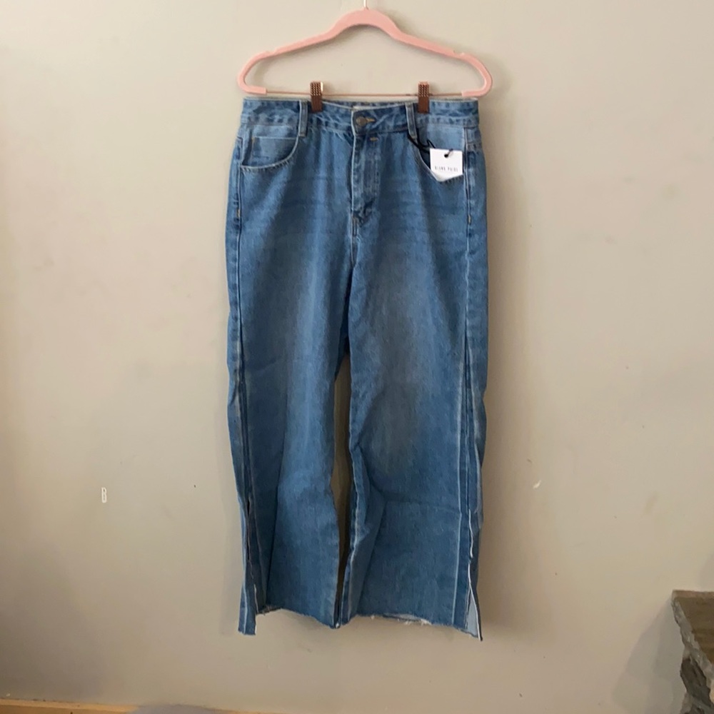 Black page high wasted wide leg jean